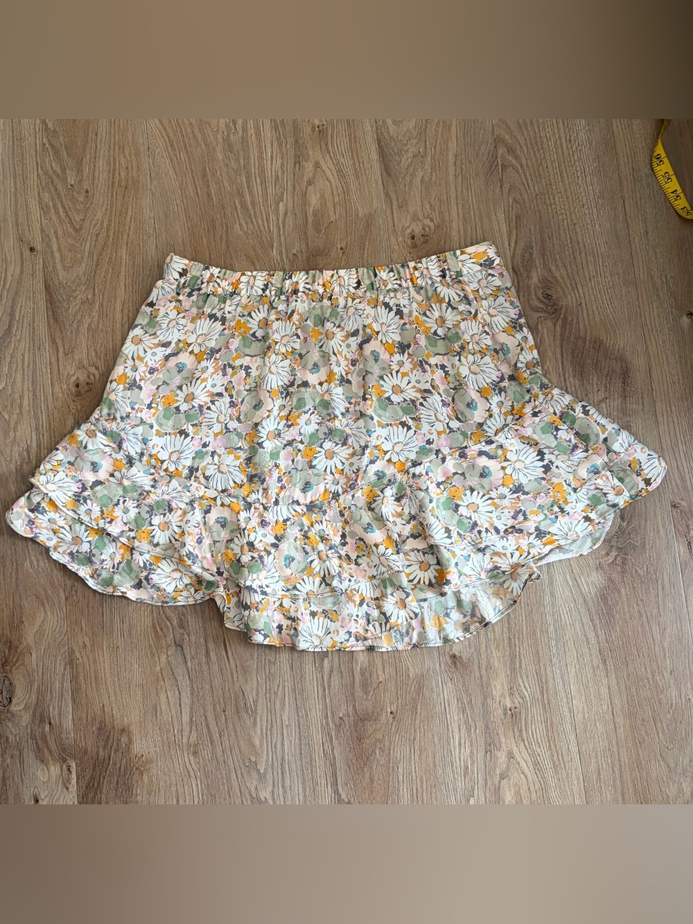 LC Lauren Conrad Floral Print Elastic Waist Skirt Gray Multicolor XL Like New